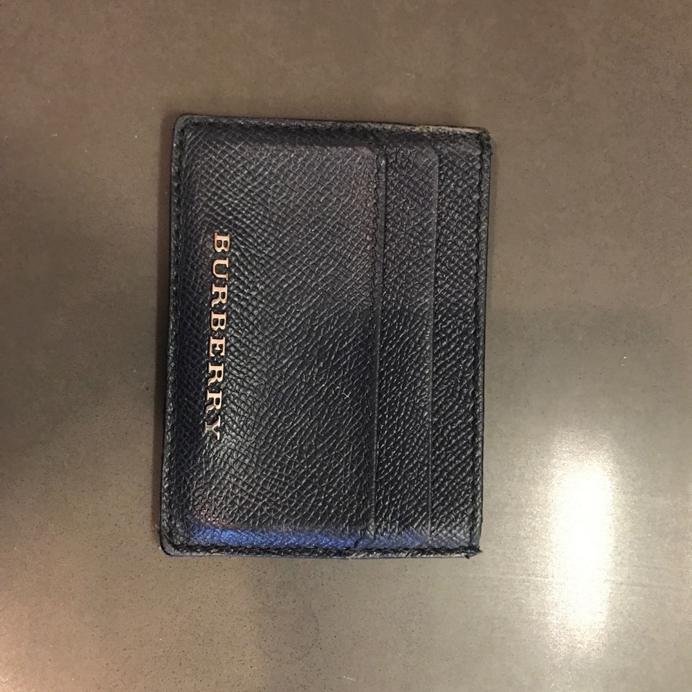 Burberry Navy Leather Card Holder